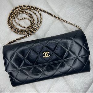 SOLD Chanel Quilted Lambskin Chain Wallet